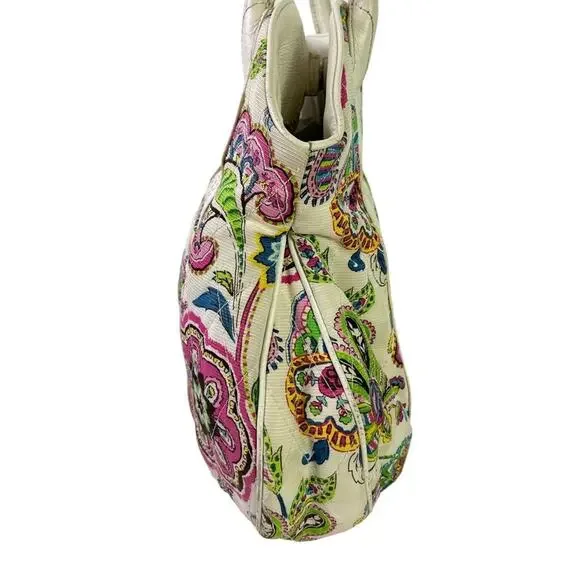 Vera Bradley Palm Beach Gardens Floral Satchel Handbag White Pink Purse Bag - Picture 13 of 16